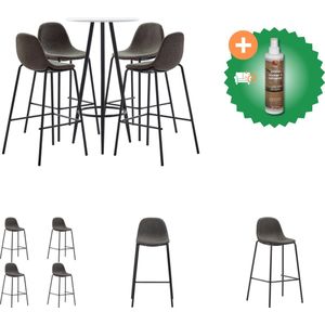 vidaXL 5-delige Barset stof donkergrijs - Set tafel en stoelen - Inclusief Houtreiniger en verfrisser