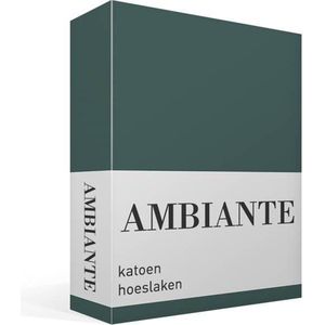 Ambiante Cotton Uni - Hoeslaken - Eenpersoons - 70x200 cm - Dark Green