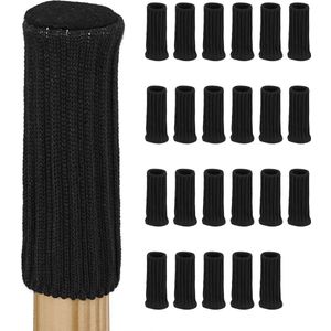 Relaxdays stoelpoot sokken set van 24 - ronde vloerbeschermers voor stoelen - stoelsokken - zwart