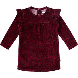 Your Wishes Panther Ruffle Sweater Dress - Feestjurk - Rood - Velvet - Meisjes - Maat: 62/68