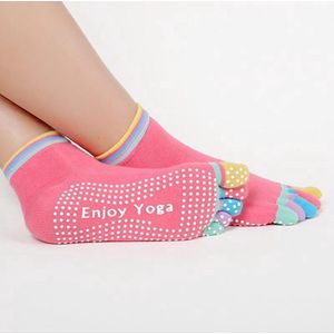 New Age Devi - ""Yoga-Sokken met Antislip: Roze, Gekleurde Tenen, Maat 36-40