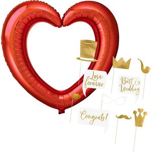 Foto prop set - bruiloft/vrijgezellenfeest - 11-delig - photo booth accessoires - trouwen/jubileum