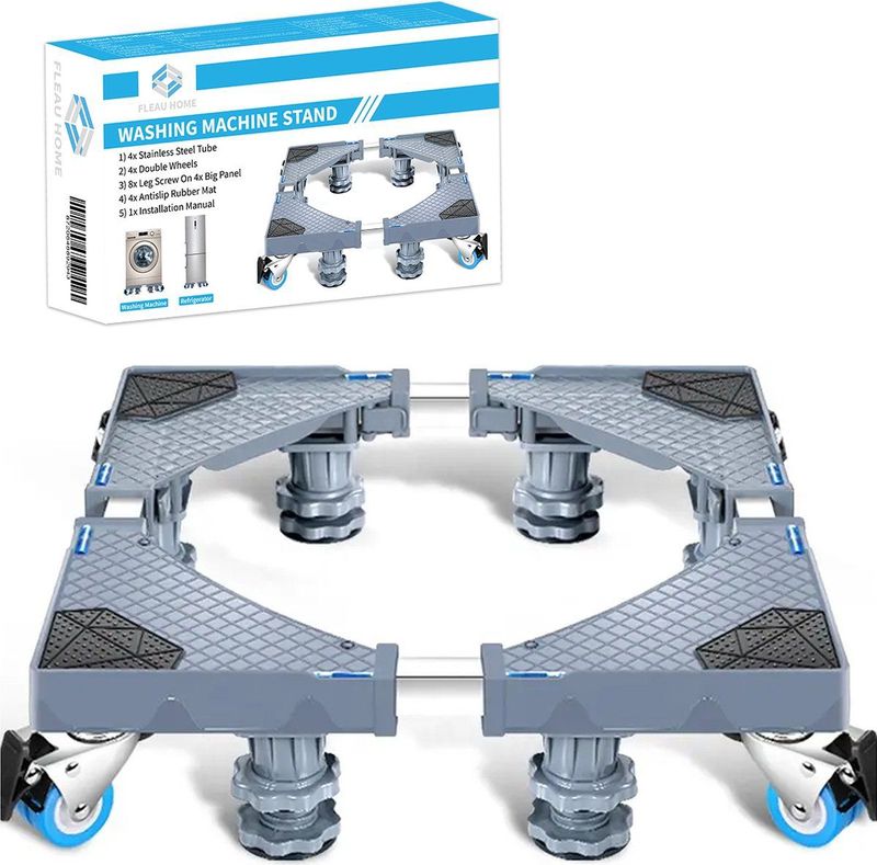 Fleau Home - Wasmachine Verhoger PRO - Grijs - Max 500KG - Met Wielen - Verstelbaar