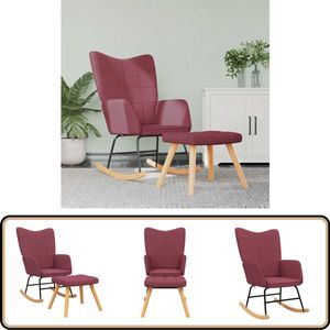 vidaXL Schommelstoel met voetenbank - Wijnrood - Stof Schommelstoel - Lounge Stoel - Tuinstoel - Buitenmeubilair - Relaxstoel