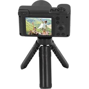 Digitale camera - Autofocus vlogcamera met statief, 2,4 inch scherm, 8x zoom, hoge definitie, dubbele lens voor en achter, reiscamera met invullicht voor fotografie (zwart)