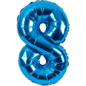 Festivz Blauwe Cijfer Ballon 8 - Blauw – 81 CM - Decoratie – Feestversiering – Blue - Verjaardag - Bruiloft - Feest