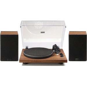 MMM® Platenspeler met Speakers - Platenspeler Bluetooth - Platenspeler - met Externe Plankluidsprekers - Geïntegreerde Phono-Voorversterker 33/45 tpm-Bruin