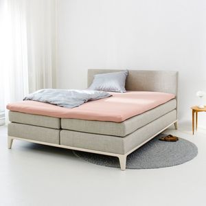 Auping Jersey 235 hoeslaken voor topper - 180/200 x 200/210/220 cm - Blush - Biologisch katoen