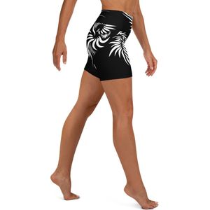 Sport Short - design Yin Yang Power Up - High Waist - Dry Fit - High Performance - 4way stretch - UPF 50+ - Hardloop - Yoga - Fitness - Dans - Pilates - Training - Korte Broek- dames- zwart wit - maat M