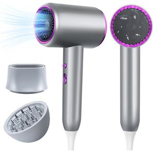 2000W Föhn met Iontechnologie, 2 Snelheden en 3 Temperatuurinstellingen, met Concentraat en Diffuser voor Droog en Krullend Haar