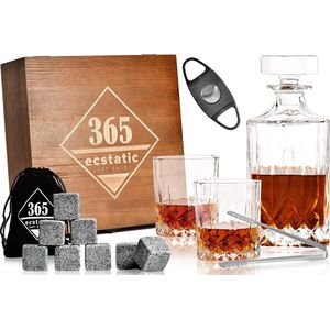 Whiskyglazenset - Whiskystenen cadeauset 14 stuks - Retro-look - Whiskykaraf - 800 ml - Kristallen glazen - Mannencadeaus