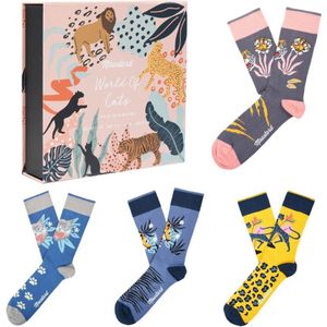 Moustard - Sokken - Cadeaudoos - World Of Cats - Giftpack Sokken - 4 paar sokken - maat 36-40