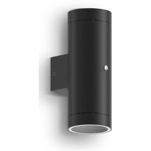 Calex Pavia Wandlamp - 2x GU10 - Buitenlamp met Dag en Nacht Sensor - Moderne Tuinverlichting - Zwart