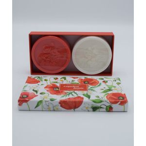 Geschenkdoos met 2 ronde zepen papaver en jasmijn Esprit Provence - luxe zeepgeschenk