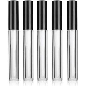 6 x 5 ml Herbruikbare lege glazen rol op flessen gesplitste fles met zwarte dop ideal voor glanzende eyeliner etherische oliën