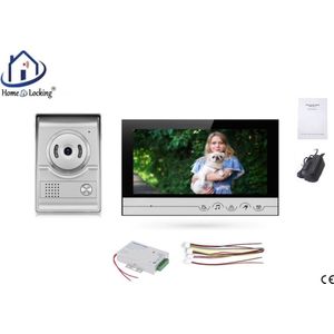 Home-Locking videofoon met 1 binnen paneel en elektro box 12VDC voor aansluiting elektrisch slot. DBF-DT-2207-1E-1