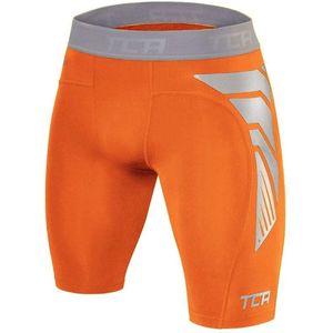 TCA CarbonForce Pro Compression Base Layer Shorts voor heren en jongens, thermische onderkleding - oranje, 6-8 jaar
