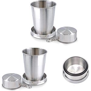 Vouwbeker van roestvrij staal 150 ml - Inklapbare metalen beker voor outdoor gebruik