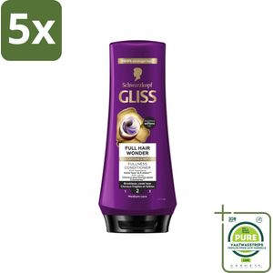 5 x Gliss Conditioner Full Hair Wonder - 200 ml - Grootverpakking - Haarversterking - Volume - Haarstructuur - Haarbreuk - Biotine