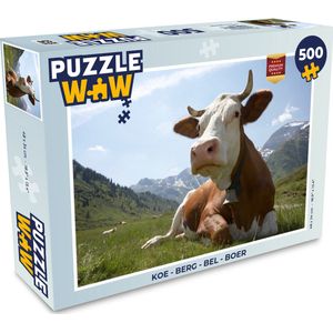 Puzzel Koe - Berg - Bel - Boer - Legpuzzel - Puzzel 500 stukjes