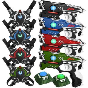 KidsTag lasergame set voor kinderen met 4 laserguns, 4 vesten en 2 Light Battle targets. Lasergame set met unieke Vest Only functie!