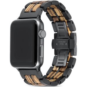 Apple Watch-bandje - Zebrahout en zwart staal 38-41 mm