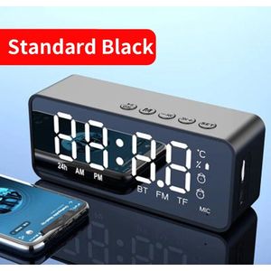 Bluetooth Wekker Speaker met FM Radio - Draagbare radio - Dual Alarm - Temperatuur & Kaartlezer – Draadloze Mini Speaker – Zwart