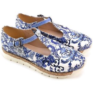 GOBY - Pattern - Ballerinas - Sandalen -Hoge kwaliteit - Handmade - Meisjesprint - Maat 40