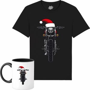 Kerstmuts Motor - Foute kersttrui kerstcadeau - Dames / Heren / Unisex Kleding - Grappige Kerst Outfit - T-Shirt met mok - Unisex - Zwart - Maat 3XL