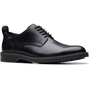 Clarks - Aldwin Lace GTX - Leren Schoenen - Zwart - Plat - Veters