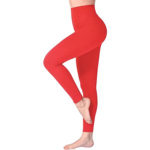 Legging met Hoge Taille voor Vrouwen - Boterachtig Zacht Niet Transparante Legging Voor Buikcontrole, Plus-maat Workout Gym Yoga Rekbare Broek - kleur rood - maat S,M