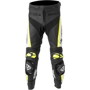 MUGENRACE RBRS-1 Zwart Wit Fluo Gele Leren Broek - Maat M - Broek