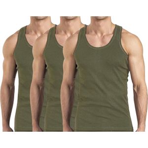 3 stuks onderhemd - SQOTTON® - 100% katoen - Legergroen - Maat S