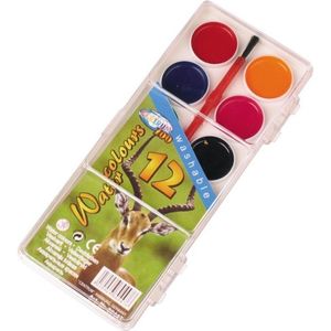 Schilderen waterverf set 12 kleuren met kwastje - Schmink waterverf - Hobbymateriaal/knutselmateriaal - Aquarellen schilder benodigdheden - Creatief speelgoed