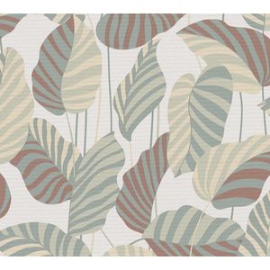 PALMBLADEREN BEHANG | Botanisch - oranjerood beige groen - A.S. Création Antigua