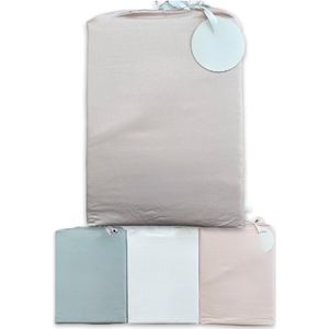 100% Biologische Bamboe Baby & Peuter Cot Bed Beddengoed Set 4 Stuks - 300tc Luxe Satijn Weave Dekbedovertrek - Hoeslaken - Platte Laken - Kussensloop