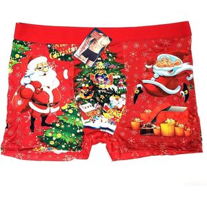 Kerst boxershort kerstcadeau heren ondergoed mannen boxershort rood maat XL/XXL