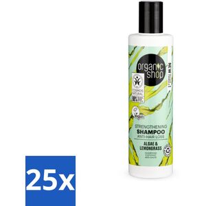 25 x Organic Shop - Algae & Lemongrass Strengthening Shampoo - Versterkend en Herstellend - 280 ml - Haarversterking - Haaruitval Voorkomen - Gezonde Haarwortels - Vegan Shampoo