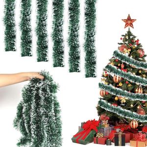 6pcs 12m Green Christmas Garland for Stairs, Fireplaces, and Wreaths Outdoor Decoration