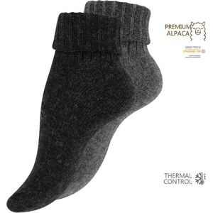 2 paar dames wollen sokken - met Alpacawol - Zwart/Antraciet - Maat 39-42