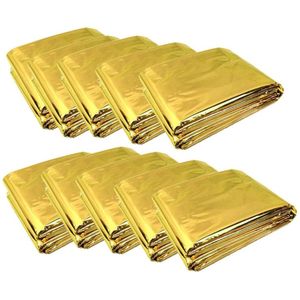 Nooddeken Set - Thermische Dekens - Warmte & Koude Isolatie - Voor EHBO & Outdoor - Reflecterende Overlevingsdeken - Uniseks - Goud/Zilver - 210x160cm - 10 stuks