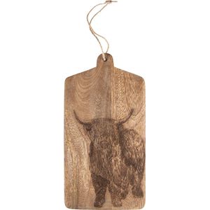 Clayre & Eef Decoratie snijplank 30x15 cm Bruin Hout Stier Borrelplank