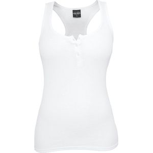 Urban Classics Ladies Button Tanktop Top wit M Katoen - Basics, Street wear