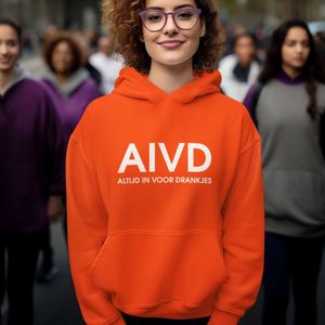 Oranje Koningsdag Hoodie AIVD Altijd In Voor Drankjes - MAAT L - Oranje Feestkleding