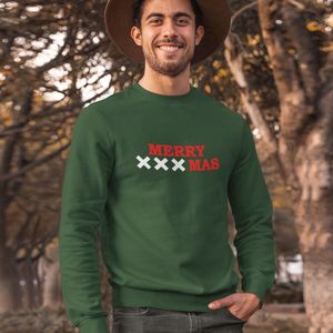 Amsterdam Kersttrui Groen Merry XXXmas - Maat S - Uniseks Fit - Kerstkleding Voor Dames & Heren