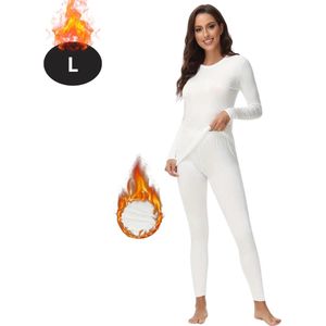 Livano Thermokleding Dames - Thermobroek - Thermoset - Thermolegging - Winter - Thermoshirt - Ivoorwit - XS