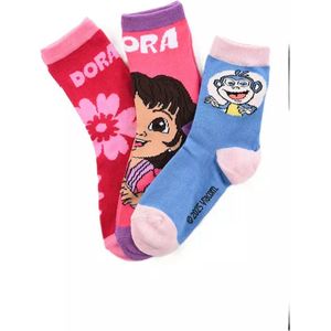 Dora the Explorer Sokken – 3 Paar – Kinder Sokken – Dora & Boots – Maat 23/26