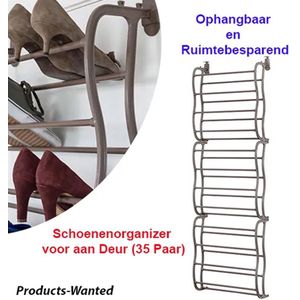 InnovaGoods - Schoenenorganizer - Bruin/Grijs - Voor aan Deur - Geschikt voor 35 Paar