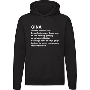 Gina grappige Hoodie | verjaardag | cadeau | kado | Unisex | Trui | Sweater | Capuchon | Zwart