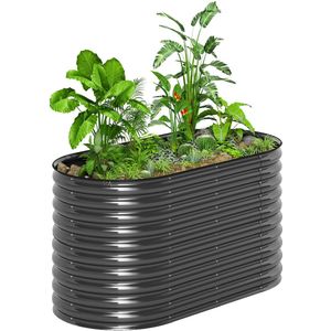 Outsunny - Verhoogde Plantenbak - met Veiligheidsrand - Open Vloer - Donkergrijs